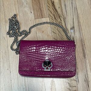Kate Spade Fuchsia Croc-Embossed Crossbody Bag